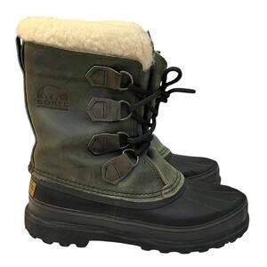 Sorel Womens Winter Duck Boots 7M Shearling Lined Lace Up Ankle Leather Rubber